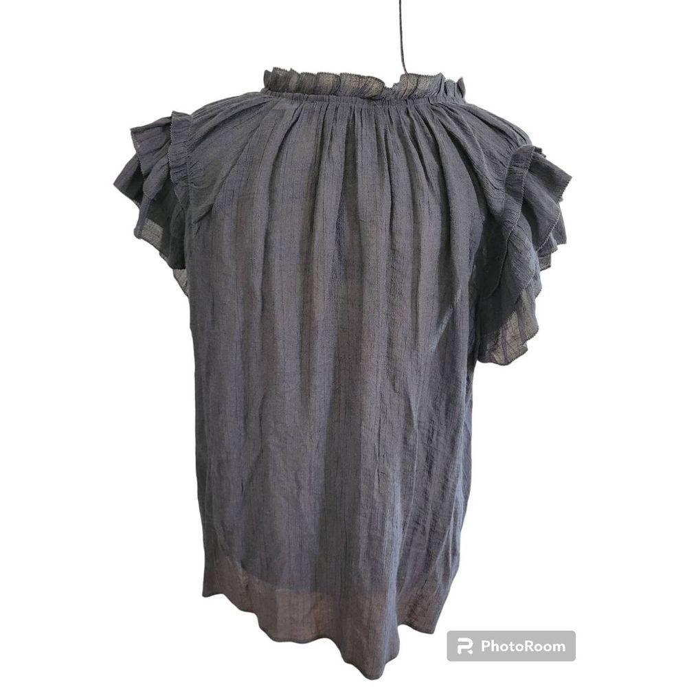 Grade & Gather Size M Flutter Sleeve Blouse Coal - image 3